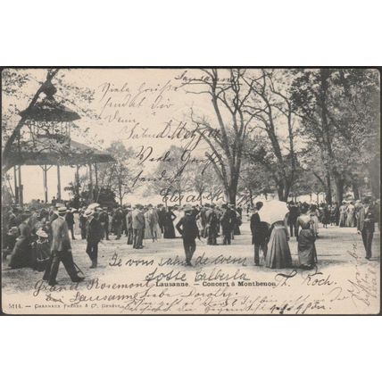 Concert à Montbenon, Lausanne, 1903 - Charnaux Frères CPA