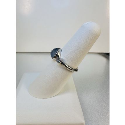 Ring Bomb Party Sz6 RBP Teardrop Pale Blue/Gray Gem Rhodium Pl Costume Jewelry