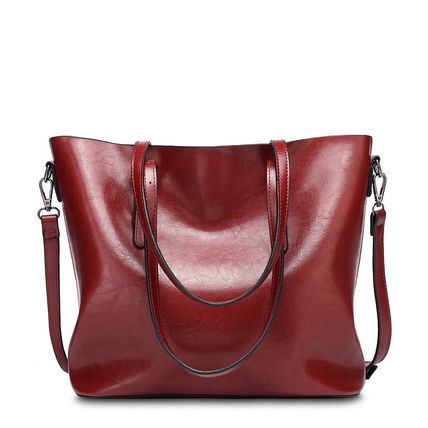 Women Vintage Hollow Handbag Oil Leather Shoulder Crossbody Bag Red