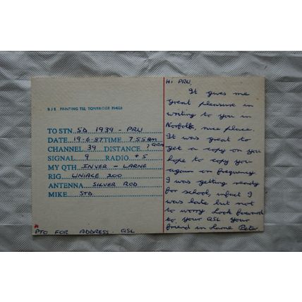 1987 QSL Card Papa Golf - Outer Spacer, Carrickfergus