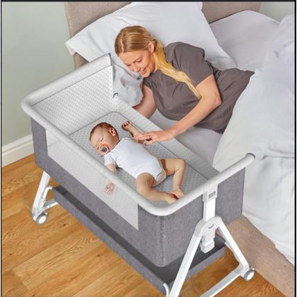 G TALECO GEAR Baby Bassinet Bedside Sleeper, Height Adjustment, Gray (Brand New)