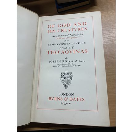 1905 "OF GOD AND HIS CREATURES" ST THOMAS AQUINOS 2.5kg HEAVY ANTIQUE BOOK (P12)