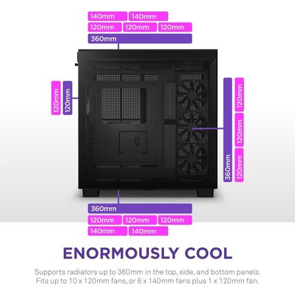 NZXT H9 Flow Dual-Chamber ATX Mid-Tower PC Gaming Case – High-Airflow Perforated