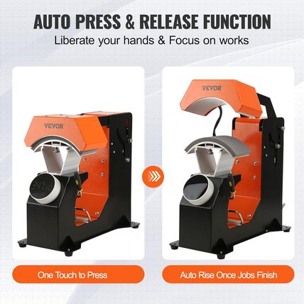VEVOR 3-In-1 Auto Hat Heat Press Machine for Caps - No Crease, Automatic Release