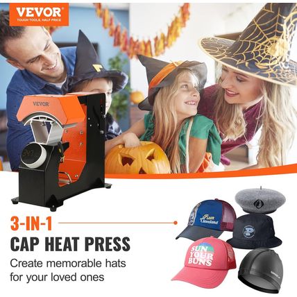 VEVOR 3-In-1 Auto Hat Heat Press Machine for Caps - No Crease, Automatic Release