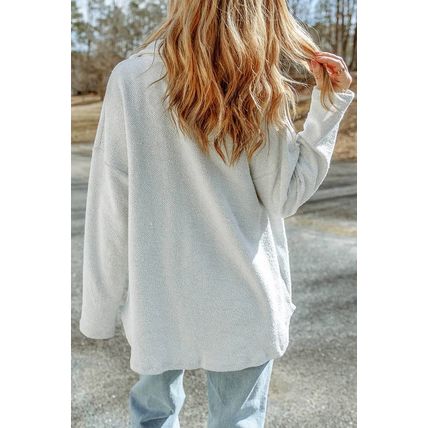 Gray Contrast Flap Pockets Relaxed Shacket