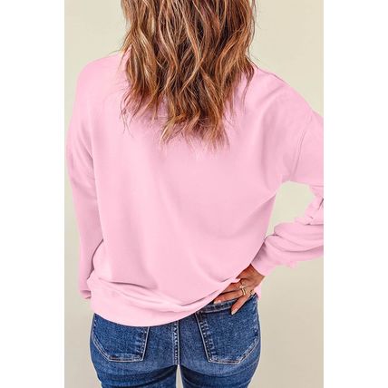 Pink Valentine LOVE Chenille Embroidered Sweatshirt