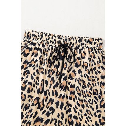 Parchment Leopard Drawstring Flowy Wide Leg Pants