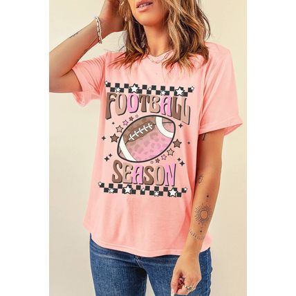 Pink FOOTBALL SEASON Graphic Game Day T Shirt