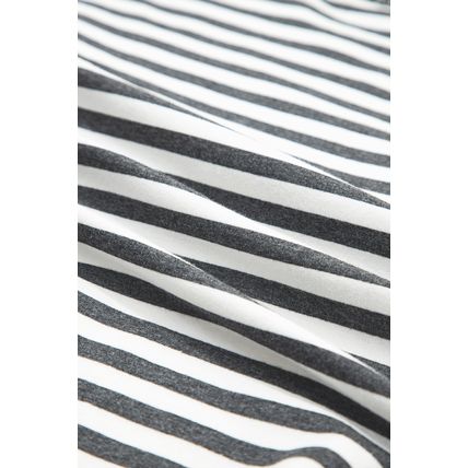 Gray Stripe Starry Patch Drop Shoulder Raw Edge Casual Knit Top