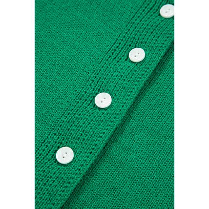Bright Green Solid Color Knit Button Drop Shoulder Sweater Cardigan