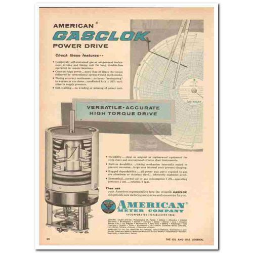 american meter company 1959 gasclok power drive metering vintage ad