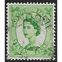SG 524: 7d. bright green Definitive Stamp: Queen Elizabeth II, wmk. Tudor Crown