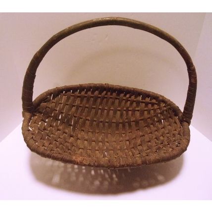 Vintage Hand Woven Oval Brown Basket