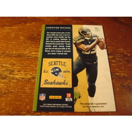 2013 Panini Contenders, Autograph Card, CHRISTINE MICHAEL, Seahawks