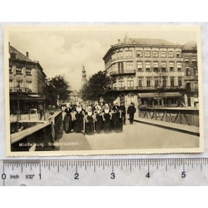 vintage postcard Middelburg - Stationstraat