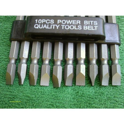 10 pcs DOUBLE END POWER BIT w/PLASTIC HOLDER 3 1/2 inch LONG #2 ph X 1/4" SLOT