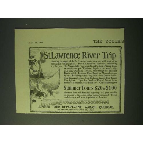 1900 Wabash Railroad Summer Tour Department Ad - St. Lawrence River Trip