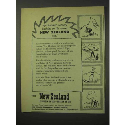 1958 New Zealand Tourism Ad - Spectacular Scenery