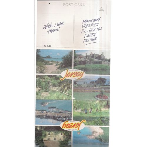 'WIN A HOLIDAY, JERSEY used postcard lettercard by Daily Mirror newspaper 1987 =