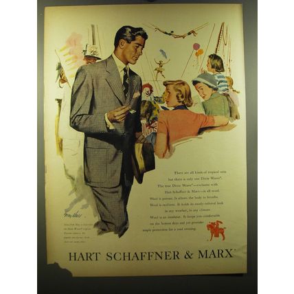 1950 Hart schaffner & Marx Ad - art by Tom Hall - There are all kinds