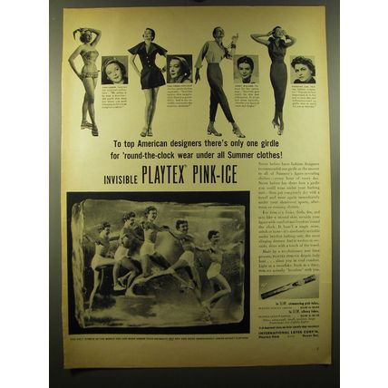 1950 Playtex Pink-Ice Girdle Ad - Tina Leser, Toni Owen, Joset Walker
