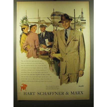1950 Hart Schaffner & Marx Ad - art by Tom Hall - The suit that looks right