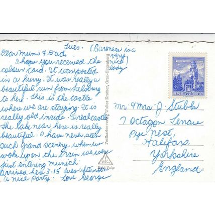 Schloss Leopoldstein Austria Postcard posted 1961 VGC
