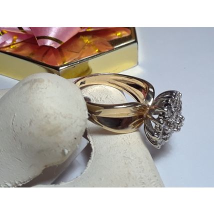 Estate .76cttw Natural Round Diamond Flower Top 14Kt 2Tone S-4.75 Ring #15352