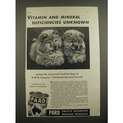 1938 Pard Dog Food Ad - Vitamin and Mineral Deficiencies Unknown