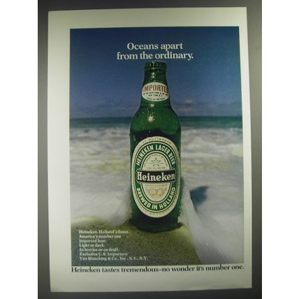 1974 Heineken Beer Ad - Oceans apart from the ordinary