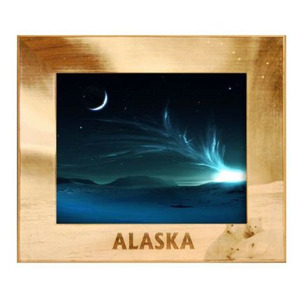 Alaska with Polar Bears Laser Engraved Wood Picture Frame (5 x 7)
