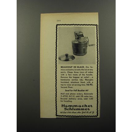 1956 Hammacher Schlemmer Ice Tub Ad - Beaucoup de Glace