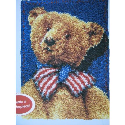 (101) Craftways ALL AMERICAN TEDDY Latch Hook Kit 20" X 27"