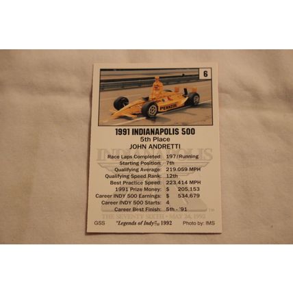 John Andretti 1992 G.S.S Legends of Indy NO. 6