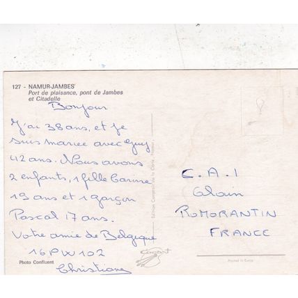 Namur Jambes Belgium Postcard used creased