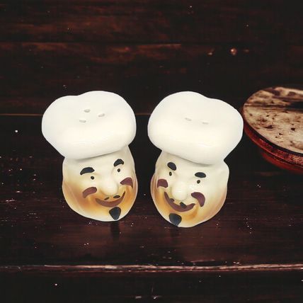 French Chef Head Salt & Pepper Shakers - Ceramic - Hand Painted