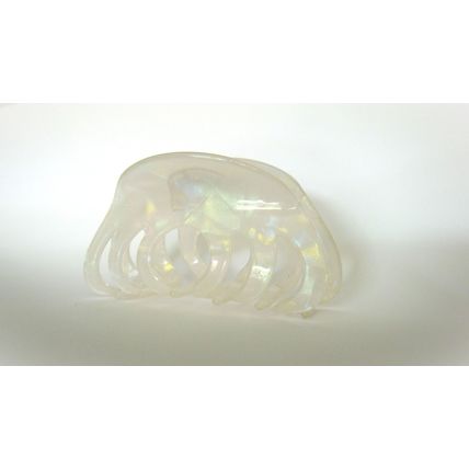 Pearly white iridescent hair claw clip for medium fine hair
