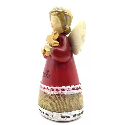 Faith Angel Figurine Holding a Gold Cross Ornament Christianity Jesus Home Decor