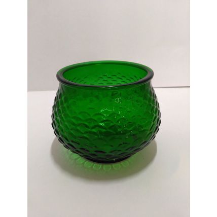 Vintage E O Brody Pot Bowl Vase - Fish Scale Textured Emerald Green Glass