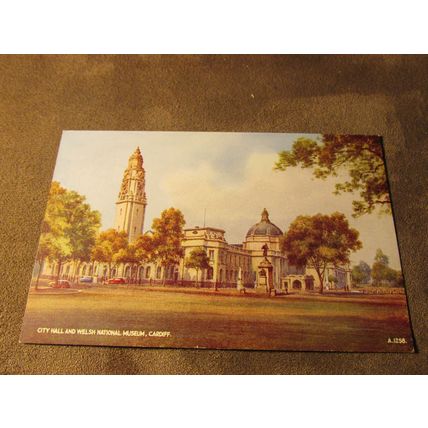 Valentines Postcard - City Hall & Museum, Cardiff - Artist BFC Parr / A1258