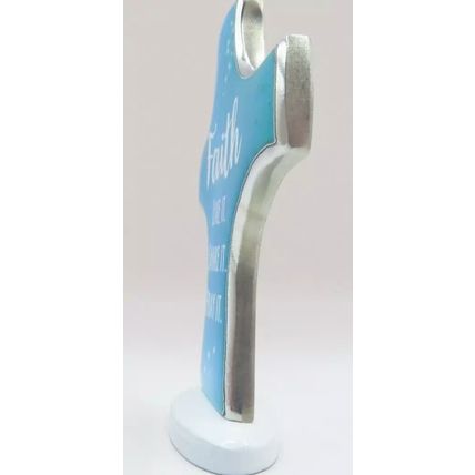 Faith Live It Share It Pray It Cross Metal Freestanding Blue & White 8 CM Christ