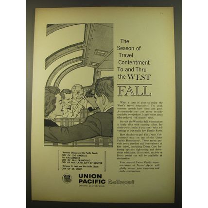 1961 Union Pacific Railroad Ad - The season of travel contentment