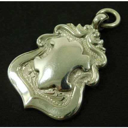 Vintage Solid Silver Pocket Watch Chain Medal Fob 1925 By Tiptaft Unengraved