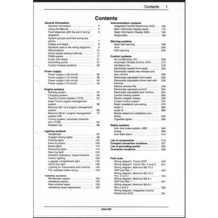 Saab 900 Electrical Wiring Diagrams Workshop Manual 1994 199527563 PDF