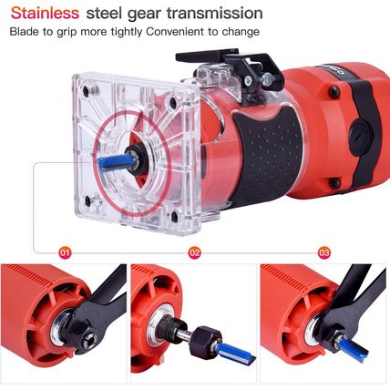 Compact Palm Router Tool, 800W Hand Wood Trimmer with 12PCS 1/4" Router Bits for