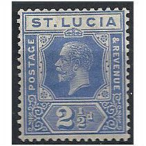 St Lucia 1921 SG96 2 1/2d Bright Blue Mounted Mint .. .