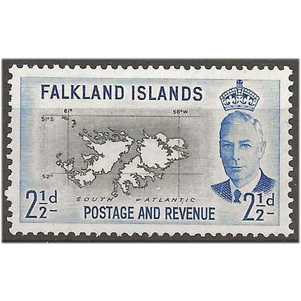 Falkland Island 1952 SG175 2 1/2d Black & Light Ultramarine Mounted Mint . .. .