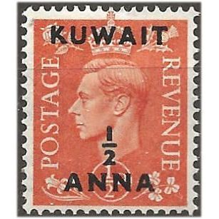 Kuwait 1951 SG84 1/2a on 1/2d Pale Orange Mounted Mint . .. .
