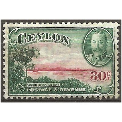 Ceylon 1935 SG376 30c Carmine & Green Mounted Mint . .. .